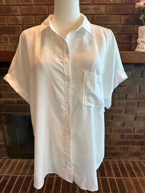 Cloth & Stone Effortless White Relaxed Button Up Blouse XL Coastal Soft Classic